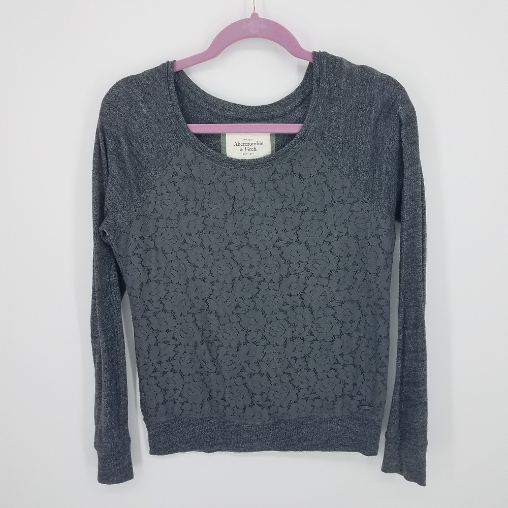 Abercrombie & Fitch Lace Insert Long Sleeve Top